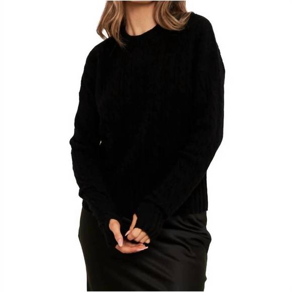 BRODIE CASHMERE Sweaters - NEW BRODIE CASHMERE cathy cable crew knit sweater in black